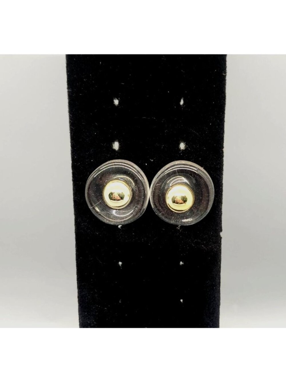 Round Gold-Tone Stud Earrings With Transparent Backings Lightweight And Versatil